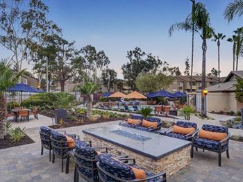 Outdoor fire pit and dining area